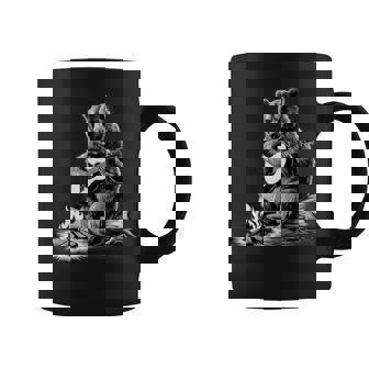 Bear Playing Guitar Rock On Campfire Bear Graphic Print Coffee Mug - Monsterry