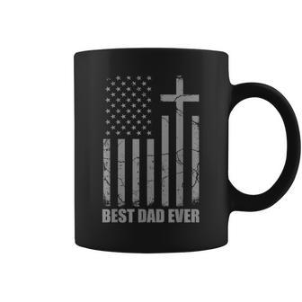 Best Dad Ever Christian Patriotic Dad USA Flag Fathers Day Graphic Print Coffee Mug - Monsterry