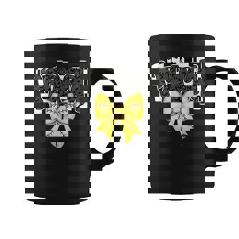 Black Softball Mama Game Day Leopard Checkered Coquette Coffee Mug - Seseable