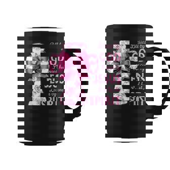 Blessed By God Loved By Jesus Pink Toile Cross Christian Coffee Mug - Monsterry