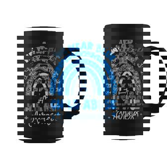 Blue Ribbon Rainbow We Wear Blue For Child Abuse Awareness Coffee Mug | Mazezy