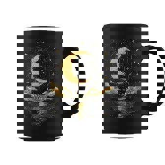 Boho Aesthetic Hippie Celestial Vintage Half Moon Water Coffee Mug | Seseable CA