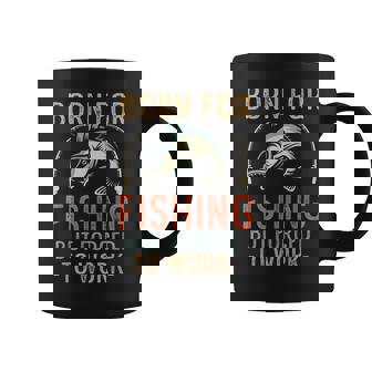 Born To Fish But Forced To Work Funny Fisherman Graphic Print Coffee Mug - Monsterry