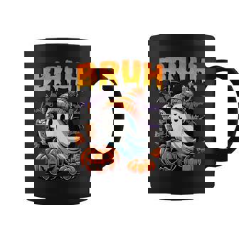 Bruh Ghost Halloween Trick Or Treat Candy Cute Ghost Kids Graphic Print Coffee Mug - Monsterry