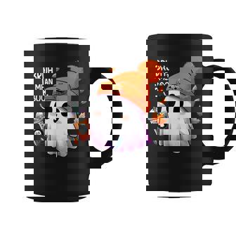 Bruh I Mean Boo Cute Halloween Ghost Drinking Latte Coffee Graphic Print Coffee Mug - Monsterry