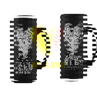 Busy Raising Ballers Heart Mom Of Both Softball Baseball Mom Coffee Mug | Mazezy