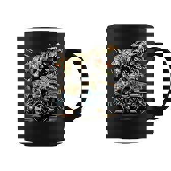 Camo Dinosaur T Rex Monster Truck Military Camo Boys Toddler Coffee Mug - Monsterry