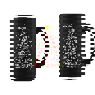Candy Cane Shirt For Family Kids Christmas Tree Lights Graphic Print Coffee Mug - Monsterry