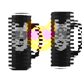 Cat Heart Eyes Emoticon Graphic Print Coffee Mug - Monsterry