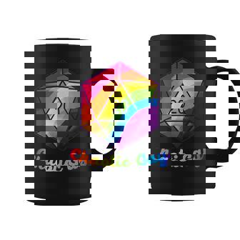 Chaotic Gay Rainbow Pride D20 Dice Shirt Graphic Print Coffee Mug - Monsterry