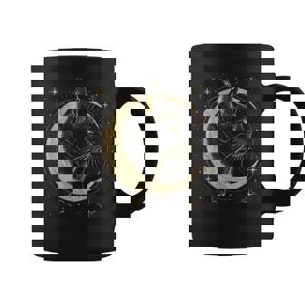 Chat Croissant De Lune Gothique Sorcière Noir Amoureux Des Chats Tasse - Cadeauxyz