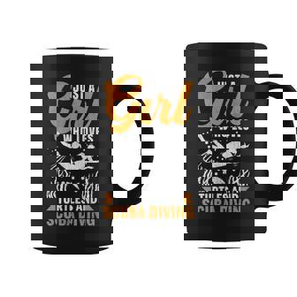 Chica Que Ama Las Tortugas Buceo Diversión Buceadores Gráfico Sin Mangas Taza de café - Regaloses