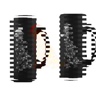 Chocolate Lab Christmas Joy Christmas Lights Festive Holiday Graphic Print Coffee Mug - Monsterry