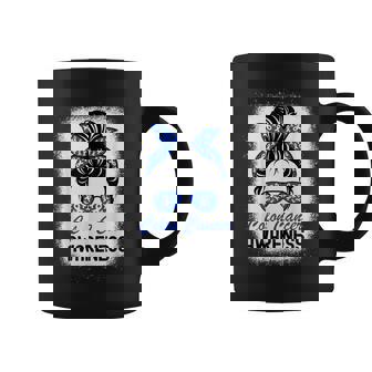 Colon Cancer Awareness Crc Colorectal Cancer Blue Messy Bun Coffee Mug - Monsterry