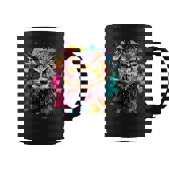 Colorful Splash Art Eastern Screech Owl Owls Lover Graphic Print Coffee Mug - Monsterry