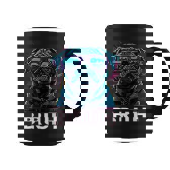 Cool Pug Says “Bruh” Dog Humor Fashion Men Women Kids Graphic Print Coffee Mug - Monsterry