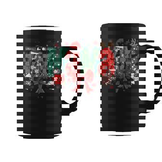 Coquette Bow Christmas Mama Candy Cane Santa Hot Cocoa Mom Premium Graphic Print Coffee Mug - Monsterry