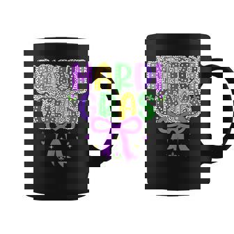 Coquette Bow Mardi Gras Jester Outfit Girls Mardi Gras Coffee Mug | Mazezy