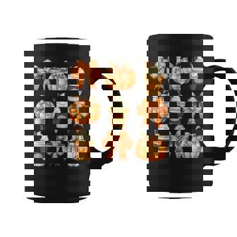 Coquette Bow Pumpkin Spice Thanksgiving Autumn Fall Leaves Graphic Print Coffee Mug - Monsterry
