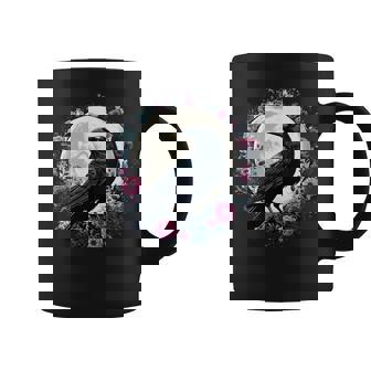 Corbeau Parmi Les Fleurs Avec Lune Tasse - Cadeauxyz
