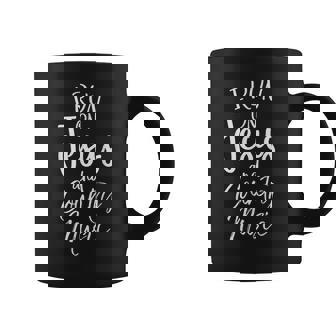 Country Music Quote I Run On Jesus And Country Music Graphic Print Coffee Mug - Monsterry