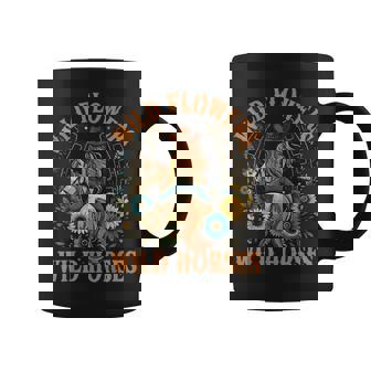 Cowgirl Riding Horse Wild Flowers Retro Wild Horses Western Graphic Print Coffee Mug - Monsterry