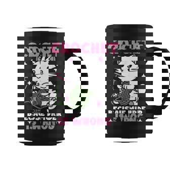 Crochet Because Murder Is Wrong Cat Knits Graphic Print Coffee Mug - Monsterry