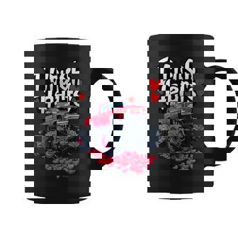 I Crush Hearts Valentines Day Monster Truck For Boys Toddler Coffee Mug - Monsterry