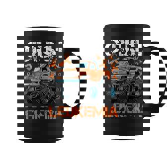 Crush Leukemia Cancer Awareness Monster Truck Orange Ribbon Graphic Print Coffee Mug - Monsterry