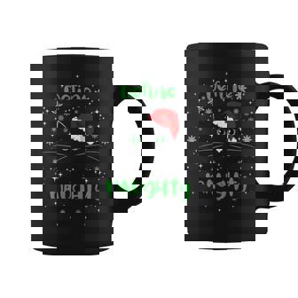 Cute Christmas Cat Define Naughty Meowy Catmas Santa Kitty Graphic Print Coffee Mug - Monsterry