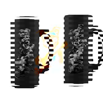 Cute Dog Playing Guitar Dogs Musician Music Graphic Print Coffee Mug - Monsterry