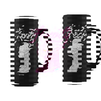 Cute Howdy Pink Cowgirl Boot Hat Western Rodeo Girl Coffee Mug - Thegiftio