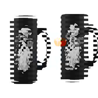 Cute Little Ghost Chef Lunch Lady Cafeteria Halloween Graphic Print Coffee Mug - Monsterry
