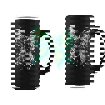 Cute Lucky Girl Coquette Bow Green St Patricks Shamrock Coffee Mug | Mazezy