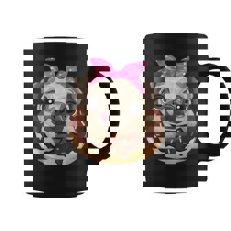 Cute Pug Shirt Donut Girls Dog Graphic Print Coffee Mug - Monsterry