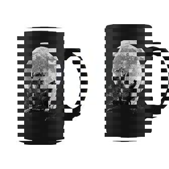 Cute Raccoons Howling At The Moon Cool Raccoon Moon Graphic Premium Graphic Print Coffee Mug - Monsterry