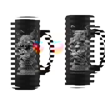 Cute Valentines Day Cat Heart Sunglasses Women Girls Graphic Print Coffee Mug - Monsterry