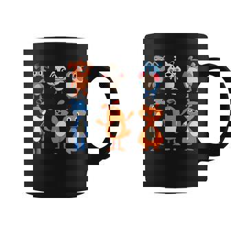 Cutout Set Of Cartoon 3d Like Animal Characters Happy Graphic Print Coffee Mug - Monsterry