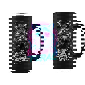 Cyberpunk Raccoon Unhinged And Feral Vaporwave Aesthetic Coffee Mug - Monsterry