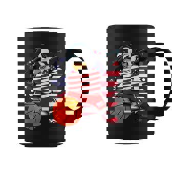 Dabbing Penguin America Basketball Fans Jersey USA Flag Graphic Print Coffee Mug - Monsterry