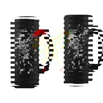Dabbing Skeleton Santa Christmas Tree Lights Xmas Dab Boys Graphic Print Coffee Mug - Monsterry