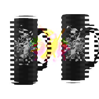 Dabbing Yellow Banana & Strawberry Fruit Dab Dancing Graphic Print Coffee Mug - Monsterry