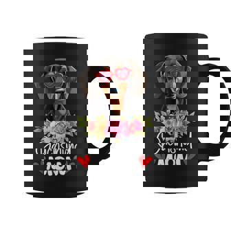 Dachshund Mom Mama Sunglasses Flower Dog Lover Owner Womens Coffee Mug | Mazezy