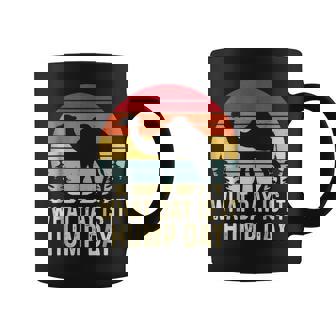 What Day Is It Hump Day Retro Vintage Sunset Camel Lover Graphic Print Coffee Mug - Monsterry