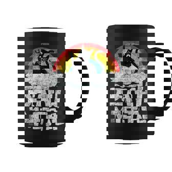 Death Metal Gato Retro Arco Iris Metalfan Heavy Metal Sin Mangas Taza de café - Regaloses