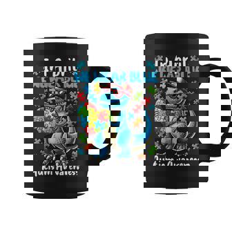 Dinosaur Autism Awareness Month In April We Wear Blue T Rex Coffee Mug - Seseable