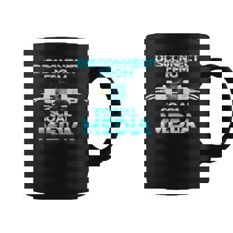 Disconnect From Social Media Anti Smartphone Detox Graphic Print Coffee Mug - Monsterry