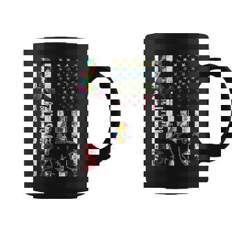 Distressed American Flag Autism Papa Bear Awareness Coffee Mug | Seseable CA