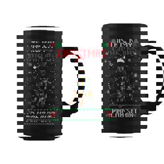 Doberman Ugly Christmas Tree Lights Family Xmas Dog Graphic Print Coffee Mug - Monsterry