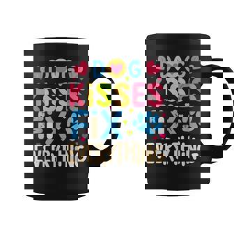 Dog Kisses Fix Everything Healing Hounds Cute Puppy Wellness Graphic Print Coffee Mug - Monsterry